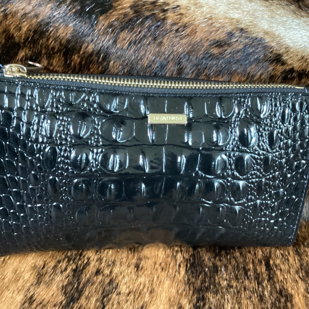 Brahmin Black Croc Print Wristlet/Clutch